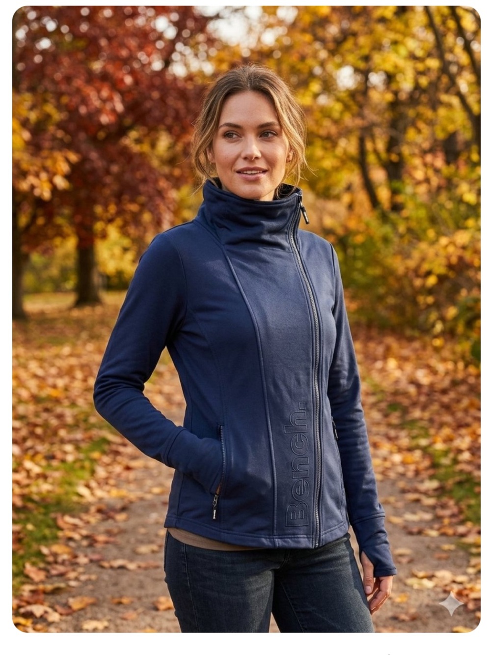 Women’s Blue Bench Zip  Up Jacket -GUC-SZ M -Funnel Neck,flattering ,Cozy!😍​​​​